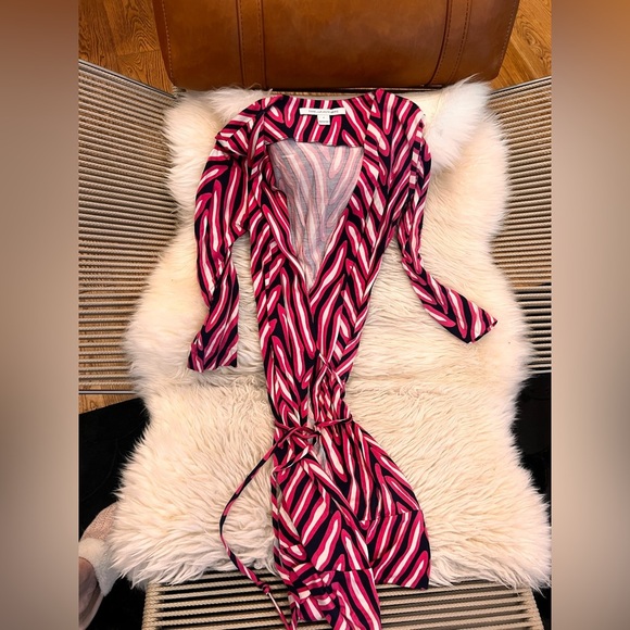 Vintage DVF classic Wrap Dress Diane Von Furstenberg dress 4 Rose julian Zèbre - Picture 3 of 4